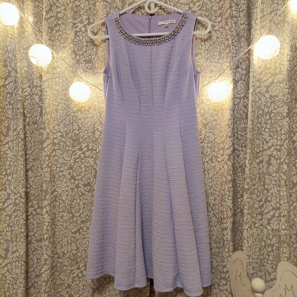 *Donated* Dress Studio One lavender fit & flare with sparkly neckline